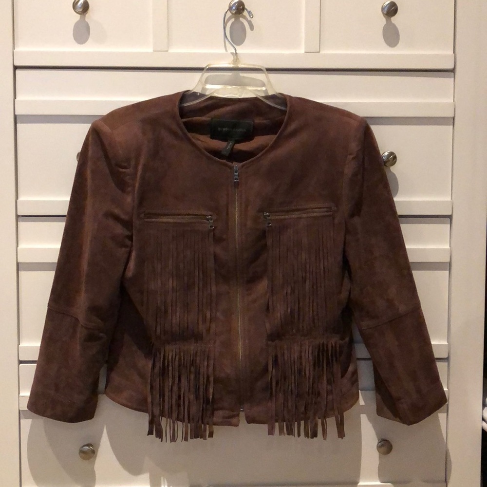 BCBGMaxAzria Brown Suede Zip Up Jacket